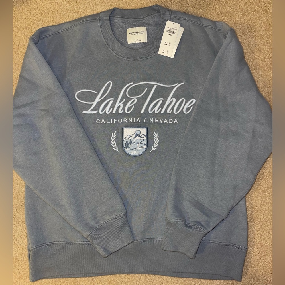 MEDIUM Blue Grey Cute Crew Neck Sweater - Picture 3 of 9
